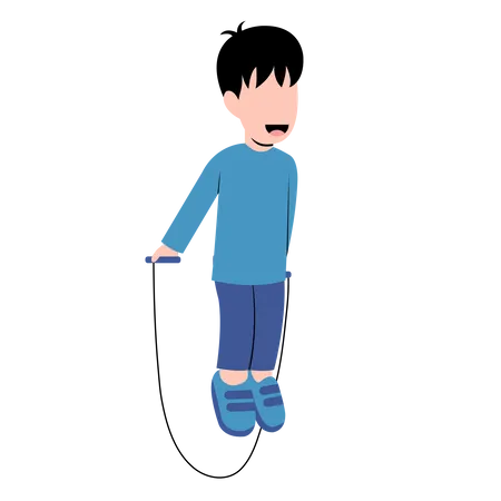 Little Boy Playing Jump Rope  Illustration