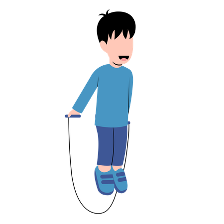 Little Boy Playing Jump Rope  Illustration