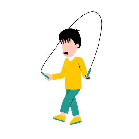 Little Boy Playing Jumping Rope  Illustration