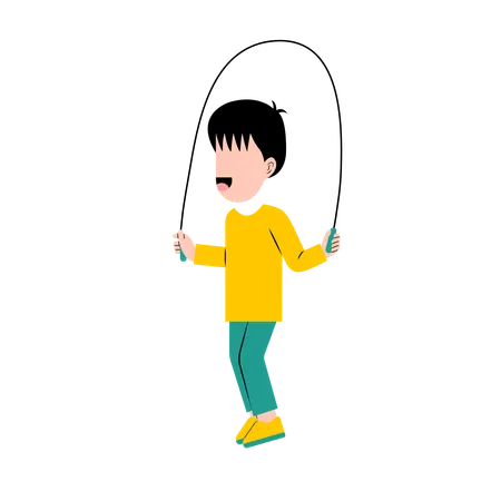 Little Boy Playing Jumping Rope Illustration
