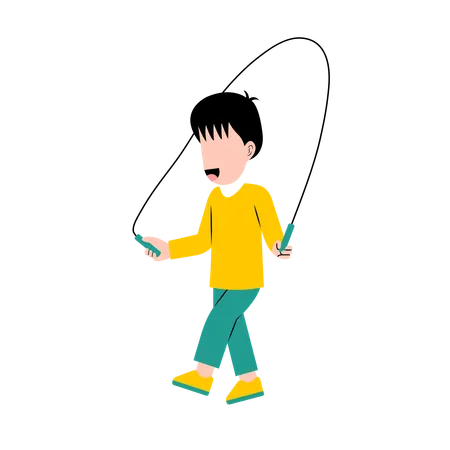 Little Boy Playing Jumping Rope  Illustration