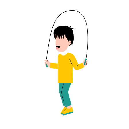 Little Boy Playing Jumping Rope  Illustration