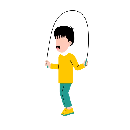 Little Boy Playing Jumping Rope  Illustration