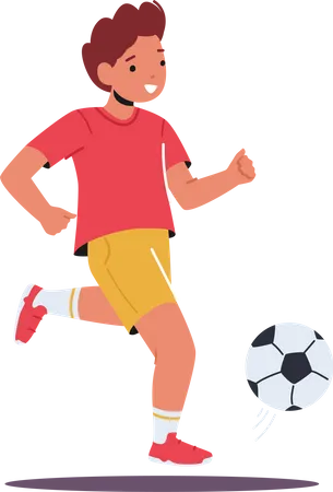Little Boy Playing Soccer Illustration