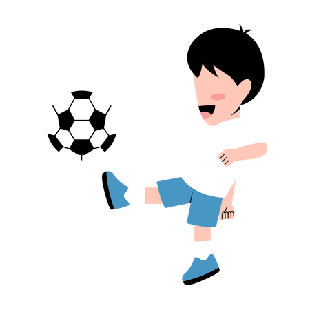 Little Boy Playing soccer  Illustration