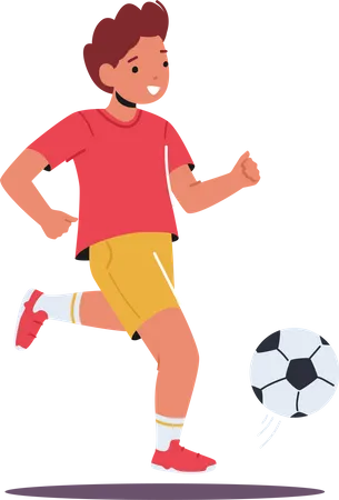 Little Boy Playing Soccer  Illustration