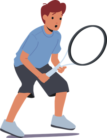 Little Boy Playing Tennis  Illustration