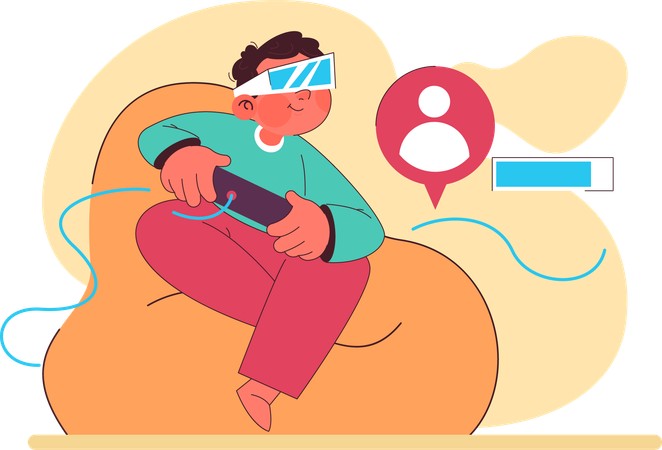 Little boy playing vr game  Illustration