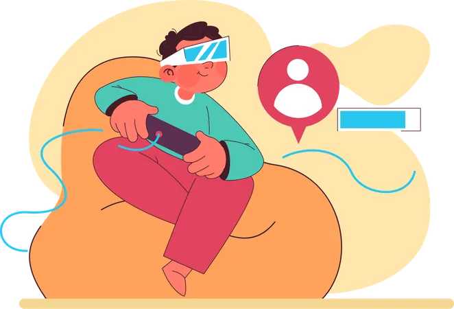 Little boy playing vr game  Illustration