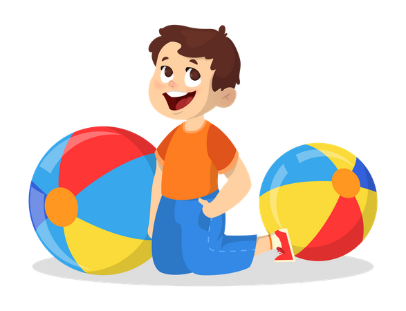 Little boy playing with ball Illustration