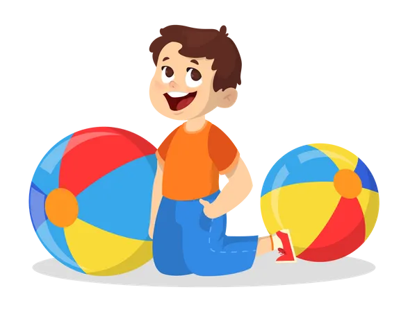 Little boy playing with ball Illustration