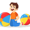 illustration for little boy playing with ball