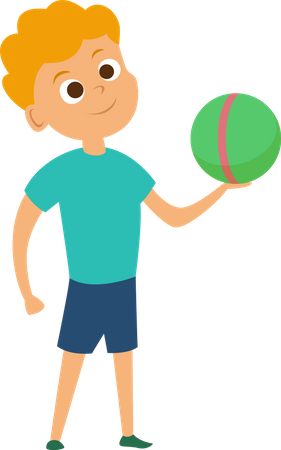 Little Boy Playing With Ball  Illustration