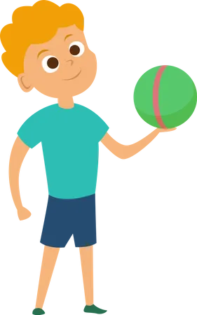 Little Boy Playing With Ball  Illustration