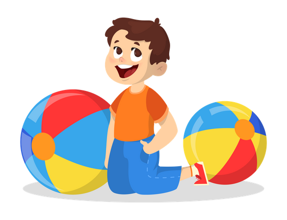 Little boy playing with ball  Illustration