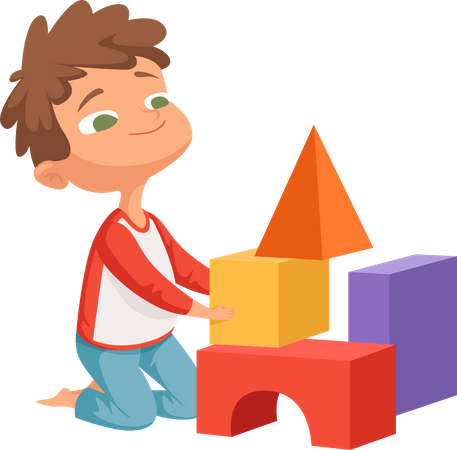 Little boy playing with blocks  Illustration