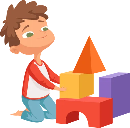 Little boy playing with blocks  Illustration