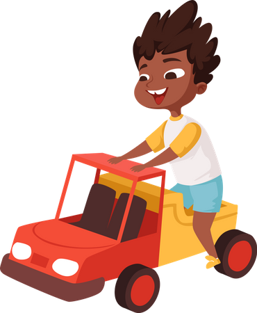 Little boy playing with car toy  Illustration