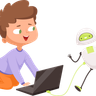 little boy coding illustration