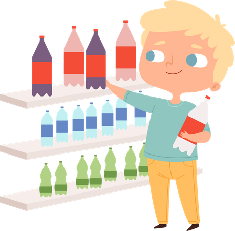Little boy purchase drink product  Illustration