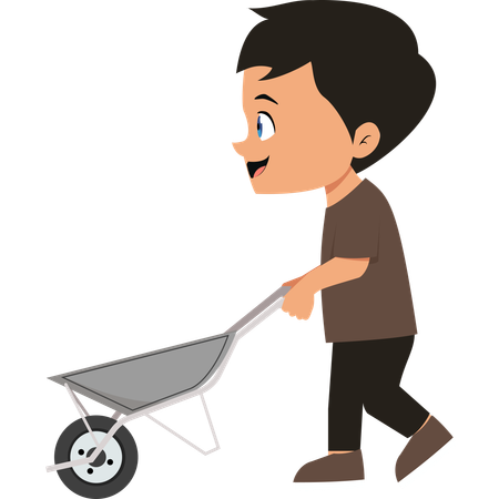 Little boy Pushing cart  Illustration