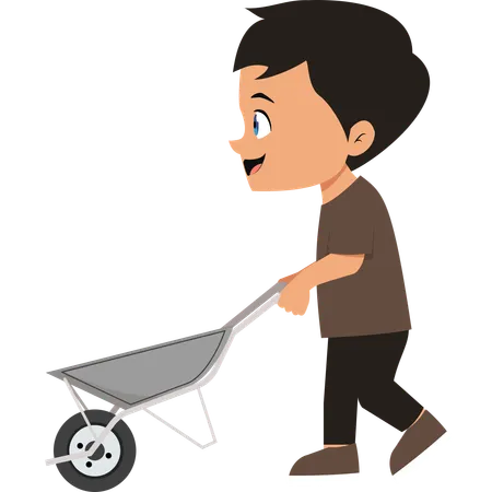 Little boy Pushing cart  Illustration