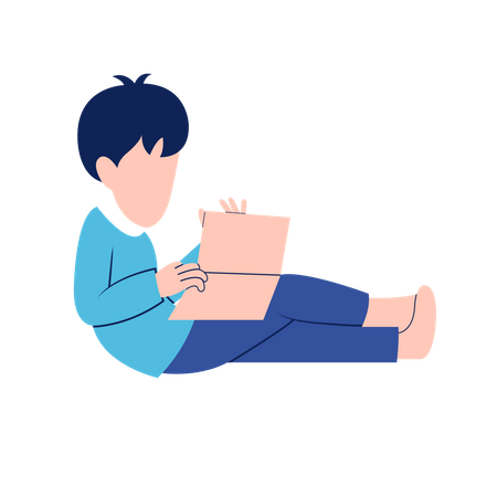 Little Boy Read Book  Illustration