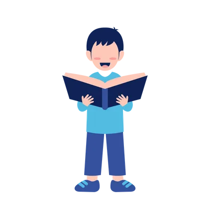Little Boy Read Book  Illustration