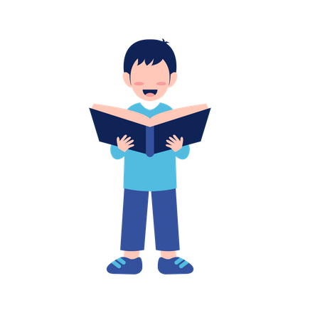 Little Boy Read Book  Illustration