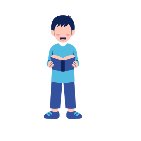 Little Boy Reading Book  Illustration