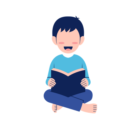 Little Boy Reading Book  Illustration