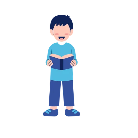 Little Boy Reading Book  Illustration