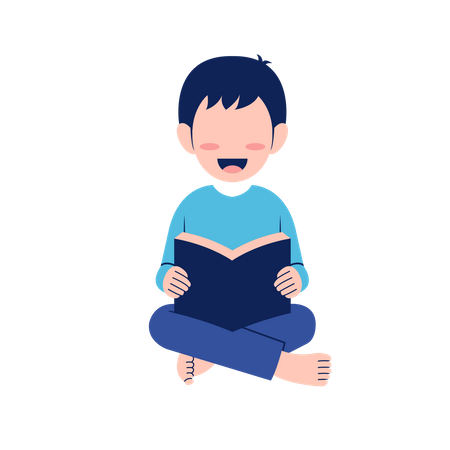 Little Boy Reading Book  Illustration