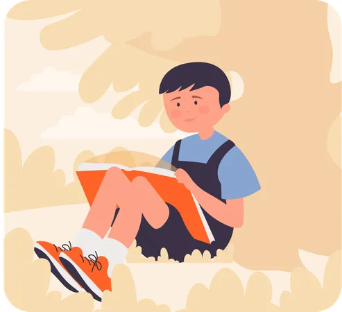 Little boy reading book  Illustration