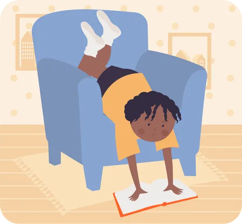 Little boy reading book  Illustration