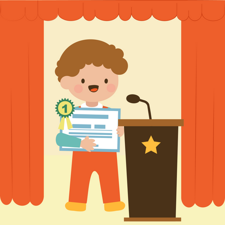 Little boy receives certificate  Illustration