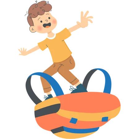 Little Boy Riding a Bag  Illustration