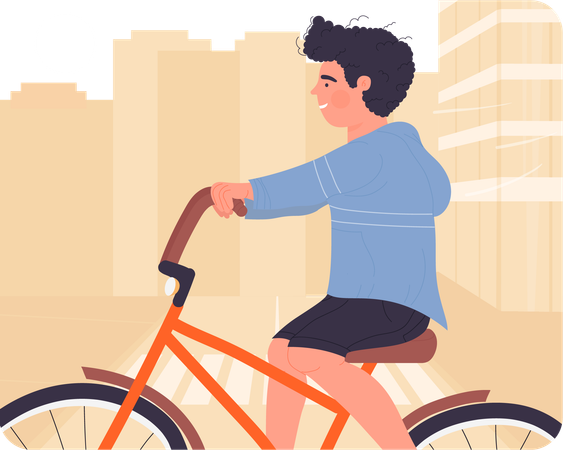 Little boy riding bicycle  Illustration