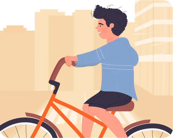 Little boy riding bicycle  Illustration