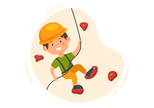 Little boy Rock Climbing  Illustration