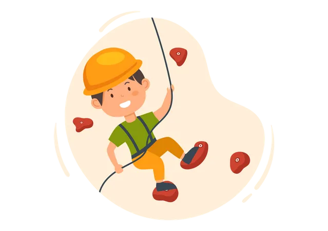 Little boy Rock Climbing  Illustration