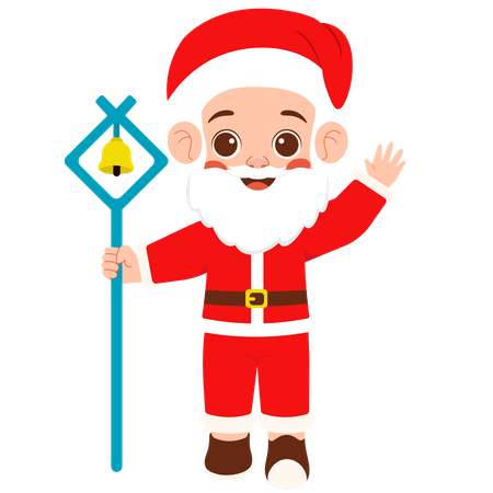 Little Boy Santa Claus Carrying Stick  Illustration