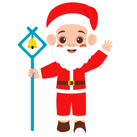 Little Boy Santa Claus Carrying Stick  Illustration