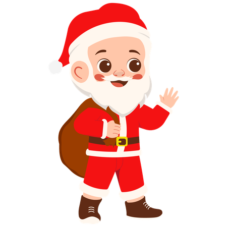 Little Boy Santa Claus Carrying Wrapped Gifts  Illustration