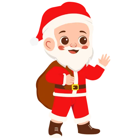 Little Boy Santa Claus Carrying Wrapped Gifts  Illustration