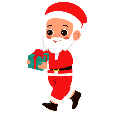 Little Boy Santa Claus Giving Gifts  Illustration