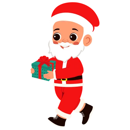 Little Boy Santa Claus Giving Gifts  Illustration