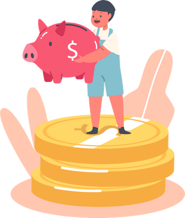 Little boy saving money  Illustration