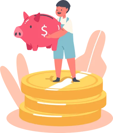 Little boy saving money  Illustration