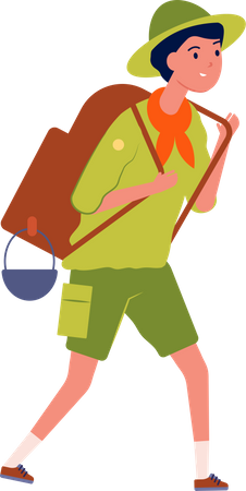 Little boy scout with backpack  Illustration